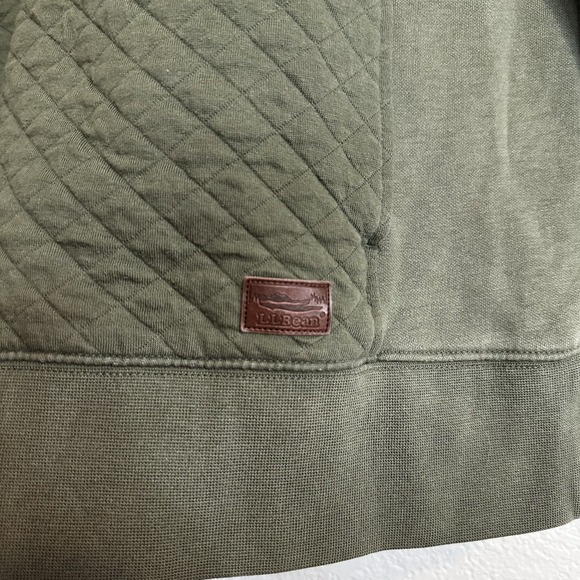 LL Bean Jacket Women's Medium M Sweatshirt Quarter Zip Pullover Quilted Green - Picture 2 of 9